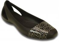 Crocs Sienna Leoprad Shiny Flat Espresso